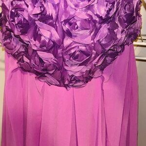 Elegant Strapless Purple Rosette Dress
